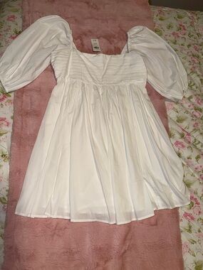 Abercrombie & Fitch Emerson White Puff-Sleeve Dress Size Large Tall